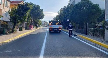 Körfez Abdülhamid Han Caddesi’nde yol çizgileri çekildi